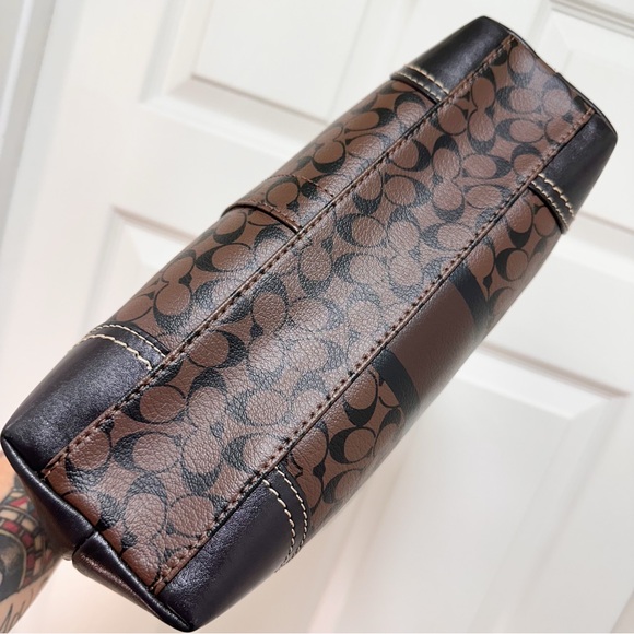 Coach Chelsea Heritage Stripe Signature Coated Canvas Leather Tote Vintage NWT - Picture 6 of 15